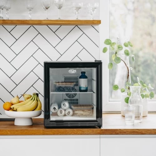 frigorifer termolelektrik Adler AD 8088 28 L derë xhami raft xhami LED i brendshëm 100-240V i zi