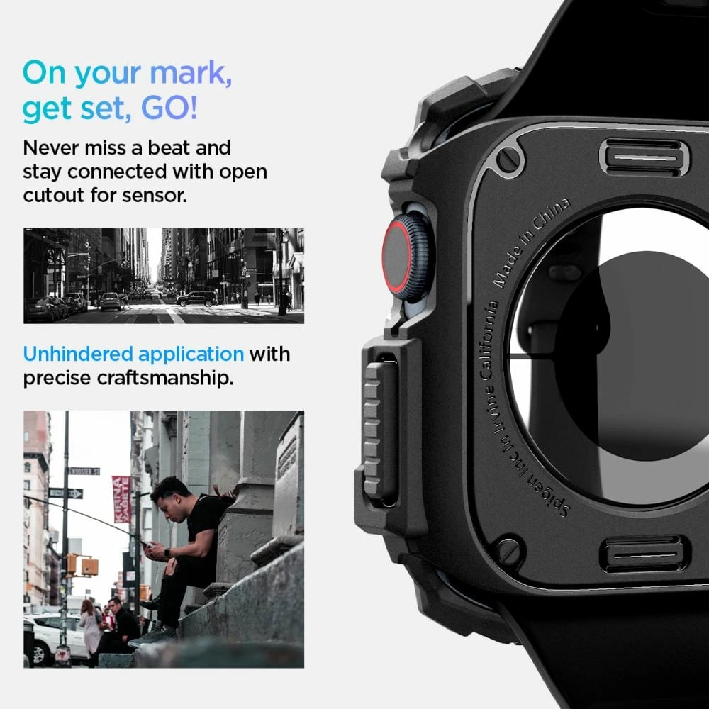 Mbështjellës Spigen Rugged Armor për Apple Watch 10, 46mm, i zi