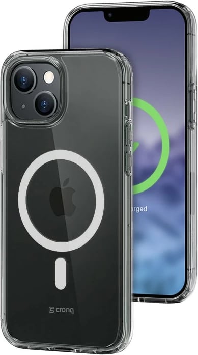 Mbështjellës CRONG Clear MAG Cover për iPhone 15, MagSafe me unazë magnetike 39x, polikarbonat + TPU, transparent