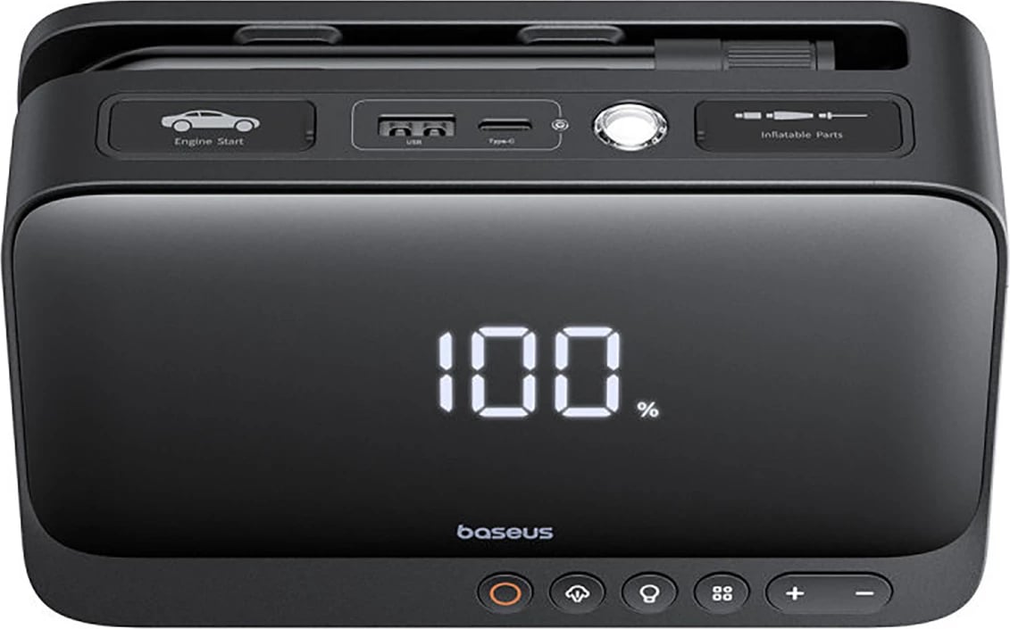 Jump starter Baseus Super Energy BS-CH013 4n1 me kompresor, powerbank 6000mAh, dritë LED, e zezë