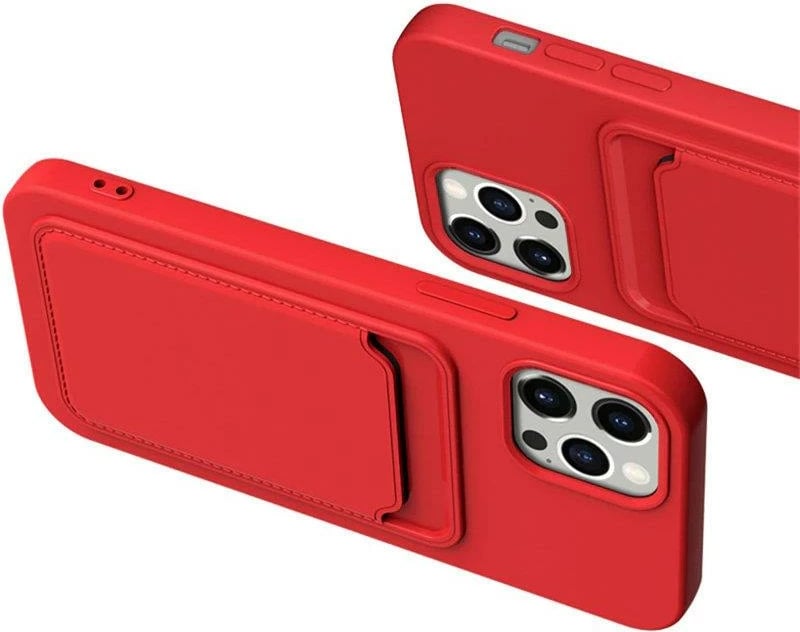 Mbështjellës silikoni Hurtel për Xiaomi Redmi Note 10/10S me vend për kartela, Kuq