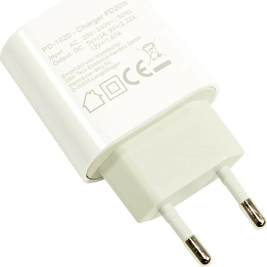 Karikues universal Inter-Tech PD-1020, 12 V, bardhë
