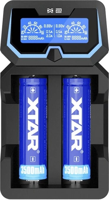 Karikues baterish XTAR X2, për Li-ion 18650, i zi