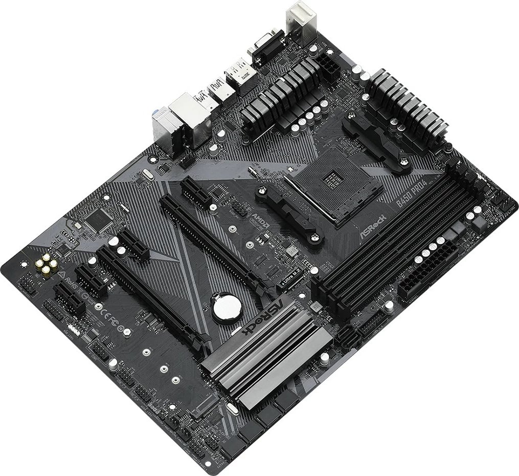 Pllakë amë ASRock B450 PRO4 R2.0, Socket AM4, ATX, 128GB DDR4, HDMI, DisplayPort, e zezë