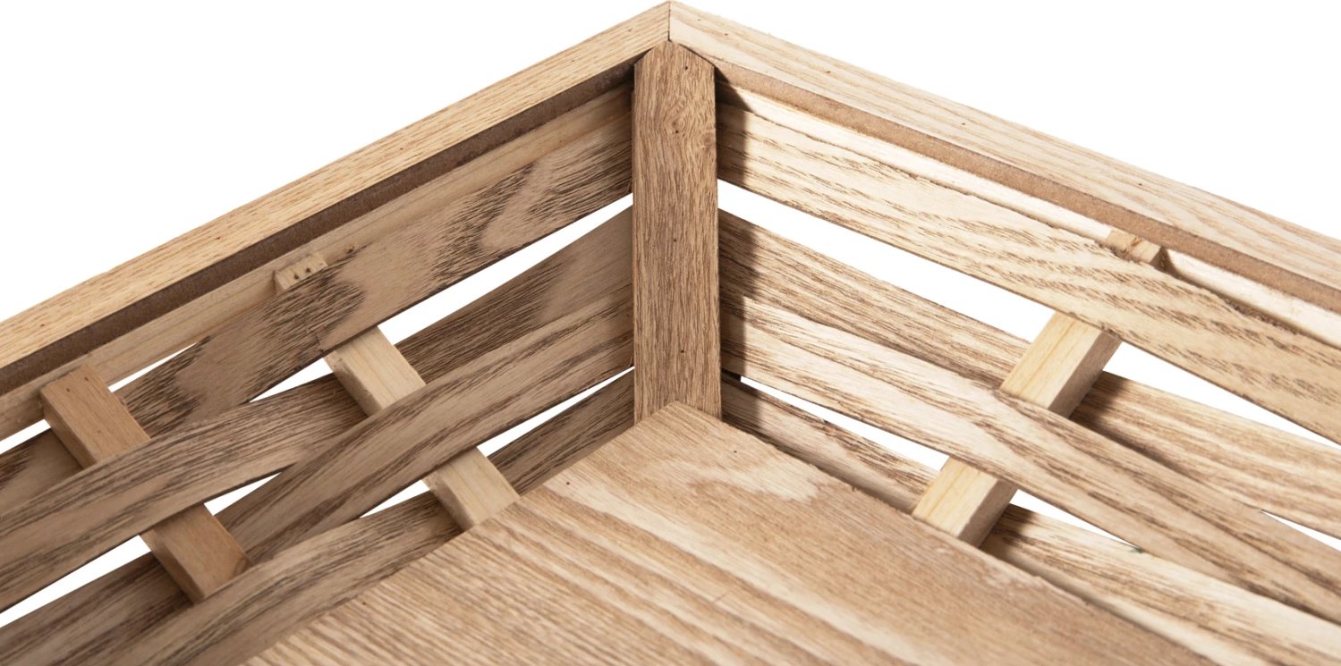 Tabaka shërbimi drejtkëndore, FH4228, dru bredhi dhe MDF, 51x32x5.5H cm