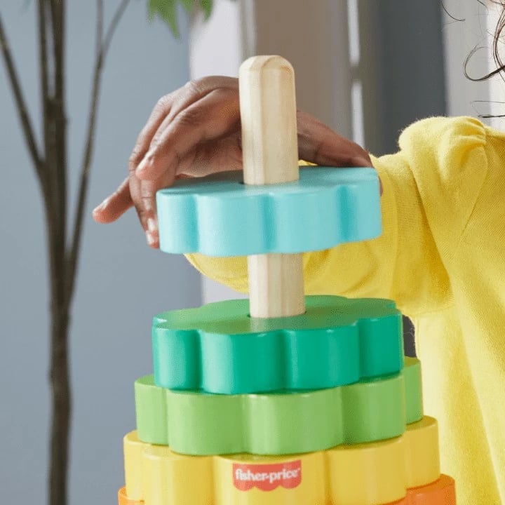 Lodër druri Fisher Price Wooden Pyramid HXT77, shumëngjyrëshe, 10 pjesë