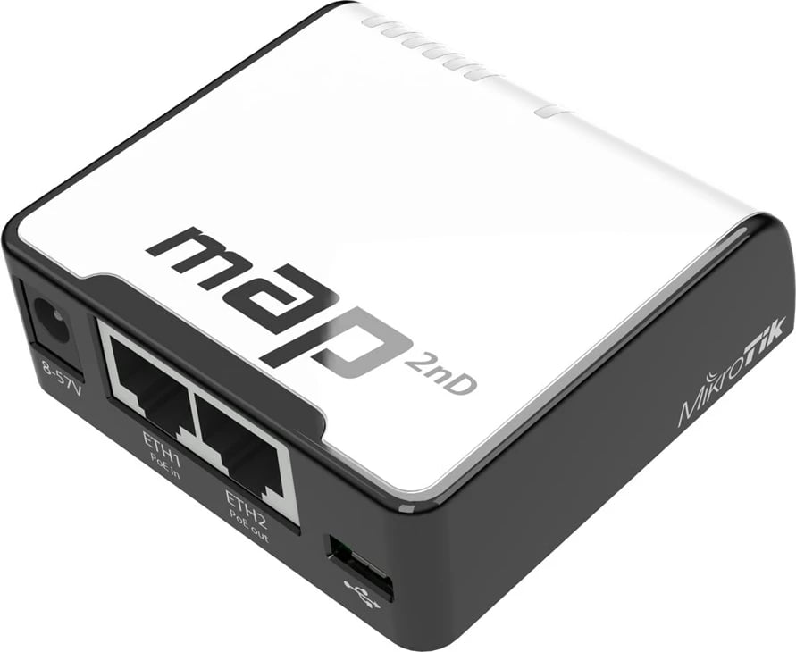 Router MikroTik mAP RBmAP2nD, PoE, i zi, i bardhë