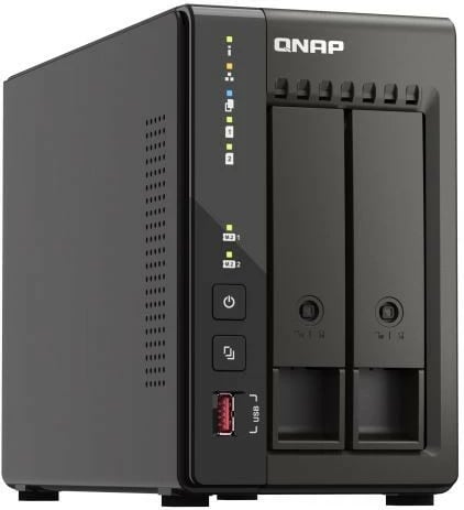 NAS desktop QNAP TS-253E-8G, 8 GB RAM, 2 vende për disk, i zi