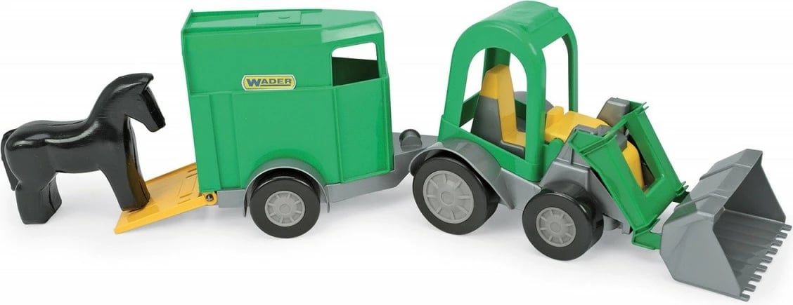 Set lodër traktor me karrocë për kuaj Wader 35224, plastikë, e gjelbër