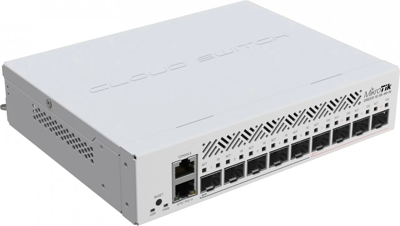 Switch MikroTik CRS310-1G-5S-4S+IN, 1xGbE, 5xSFP, 4xSFP+, i bardhë