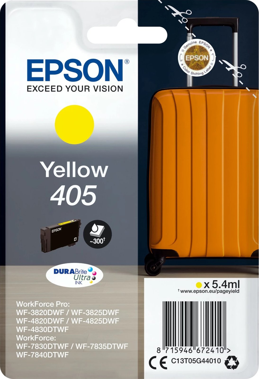 Bojë Epson 405 DURABrite Ultra, Ngjyrë e Verdhë, 5.4 ml