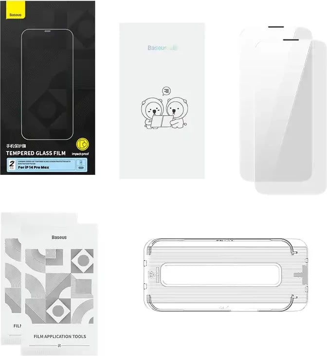 Xham i temperuar Baseus Corning për iPhone 14 Pro Max me filtër pluhuri
