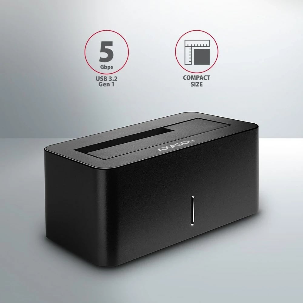 Stacion dokimi AXAGON ADSA-SN, USB 3.2 Gen 1, Alumini, Zi