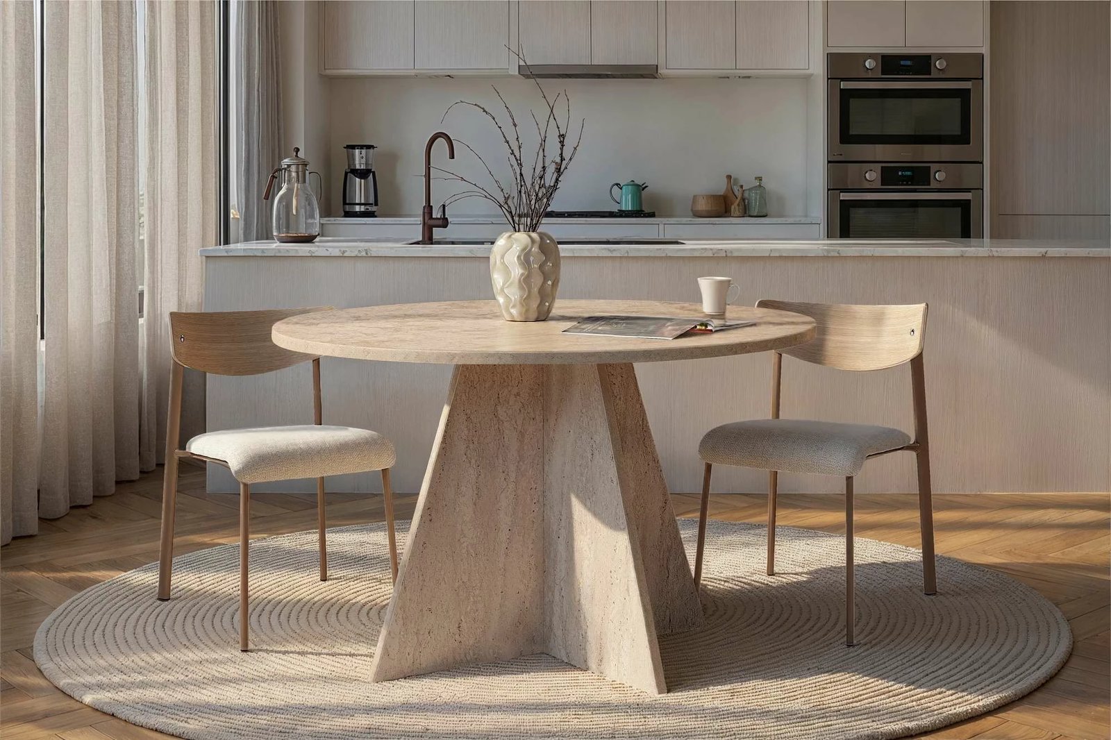 Tavolinë ngrënieje, ngjyrë travertine, Nordure, Virella