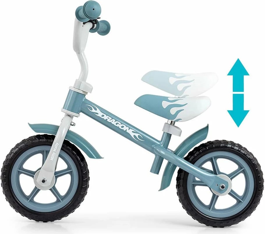 Biçikletë balancuese fëmijësh, MILLY MALLY Dragon, rrota 10", konstruksion çeliku i lehtë, gri