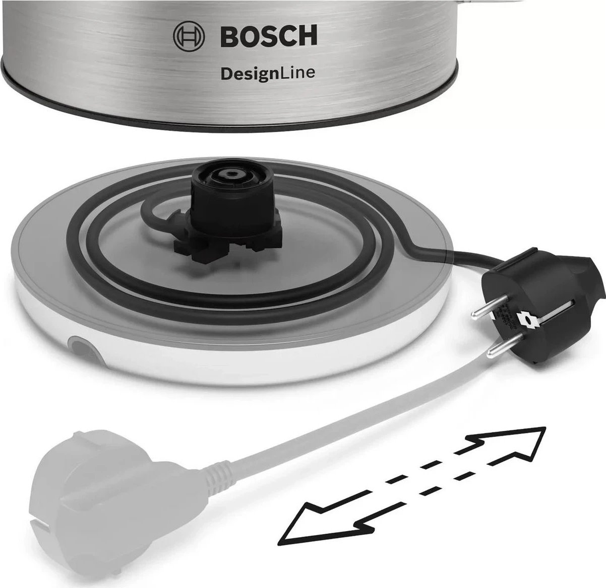 Çajnik Bosch DesignLine TWK4P440, 1.7 litra, 2400W, ngjyrë argjendi