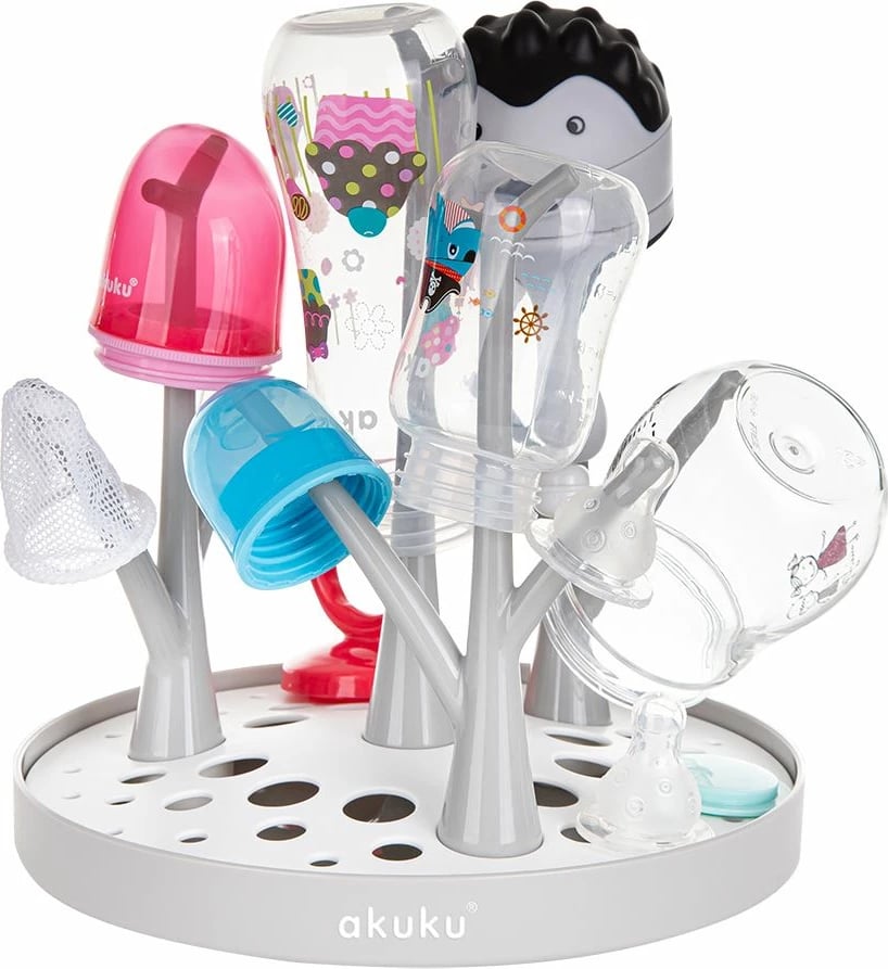 Tharës për shishe dhe biberona, Akuku, STROME, palosshëm me tabakë kullimi, BPA‑free, i bardhë