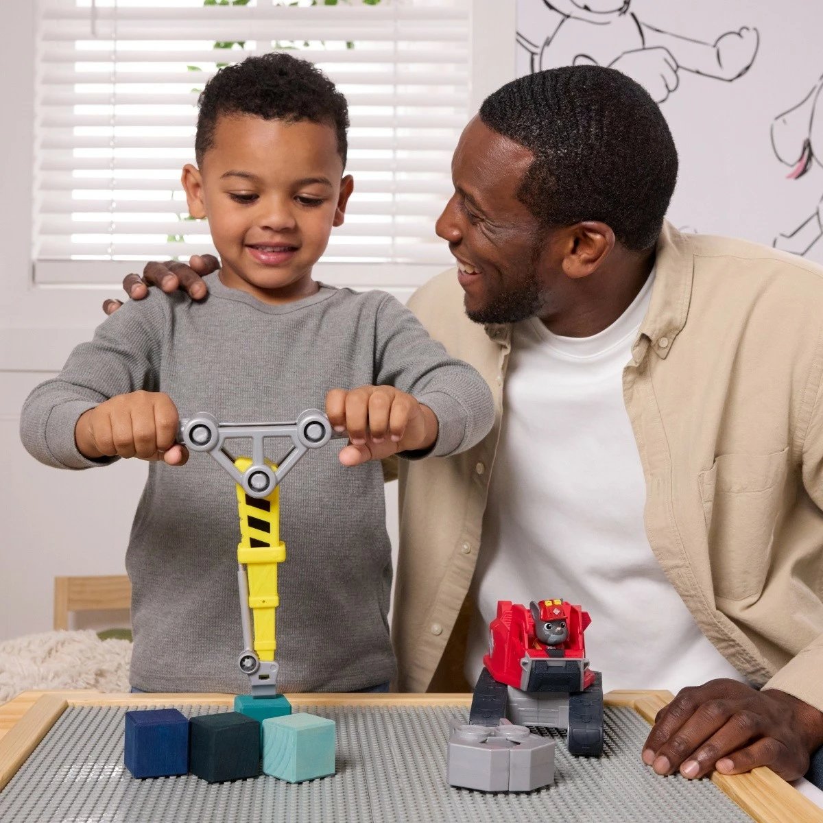 Lodër ndërtimi Spin Master Rubble & Crew Charger, me vinç dhe mjete, plastikë, Gri/Kuq/Verdhë, set