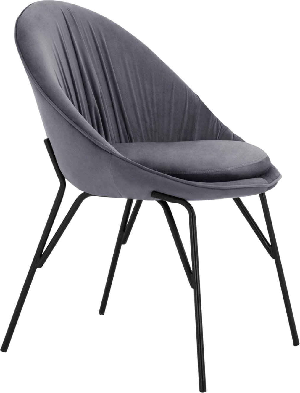 Karrige Kelsey Velvet Gri me këmbë të zeza FH8684.11 59x63x84 cm., set prej 2 copë