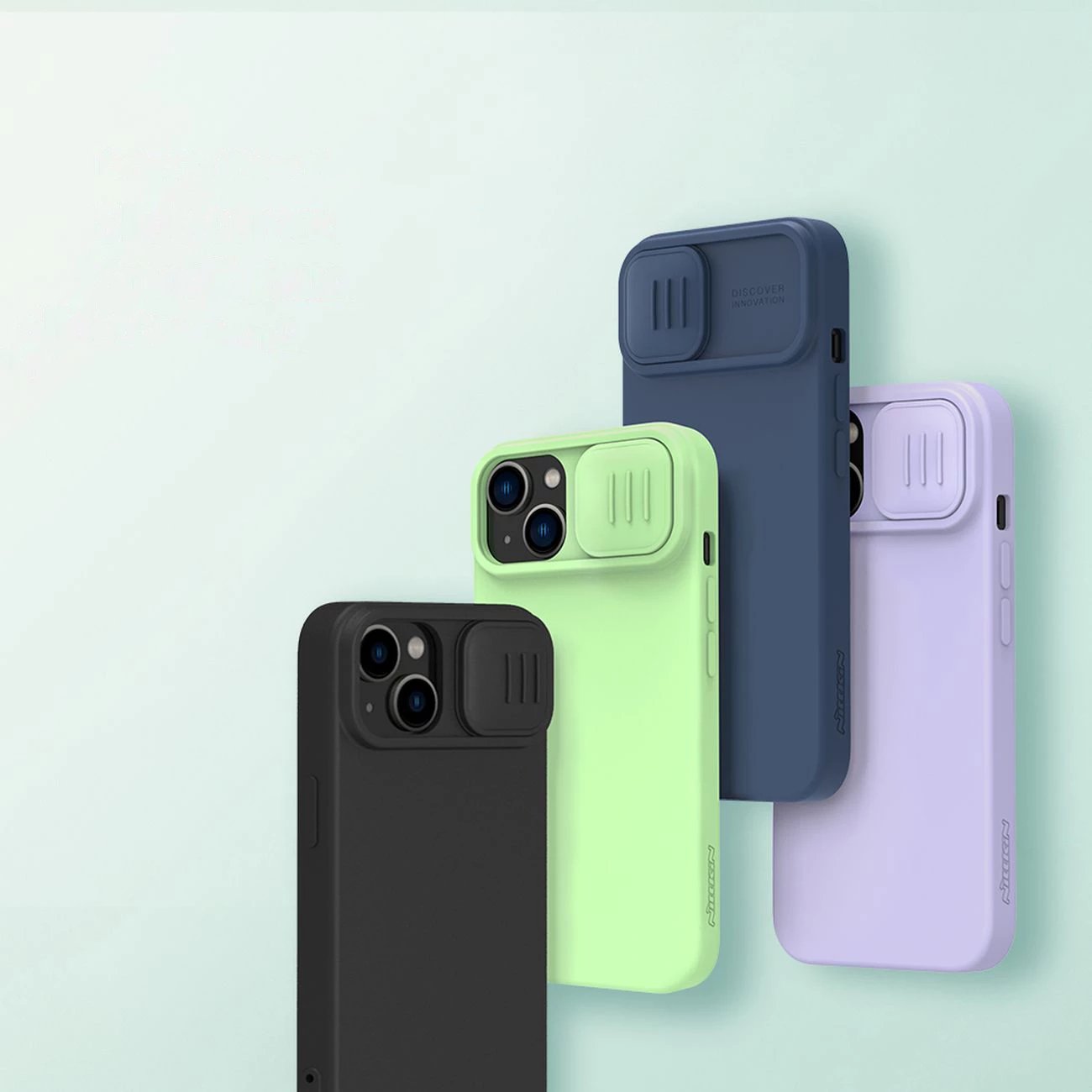 Mbështjellës Nillkin CamShield Silky Silicone për iPhone 14 Plus, me mbrojtëse kamere, i zi