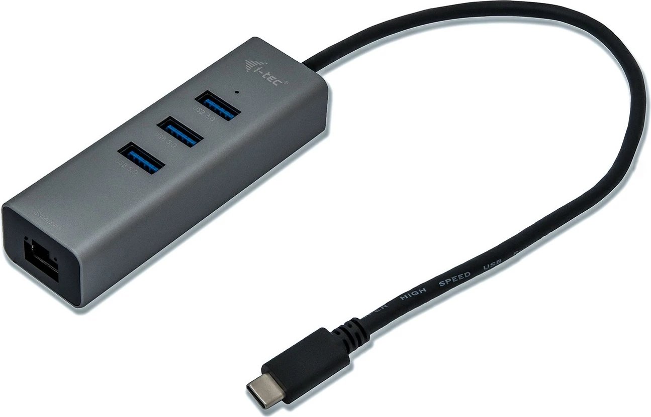 USB-C HUB I-Tec Metal 3 porta + Gigabit Ethernet, gri