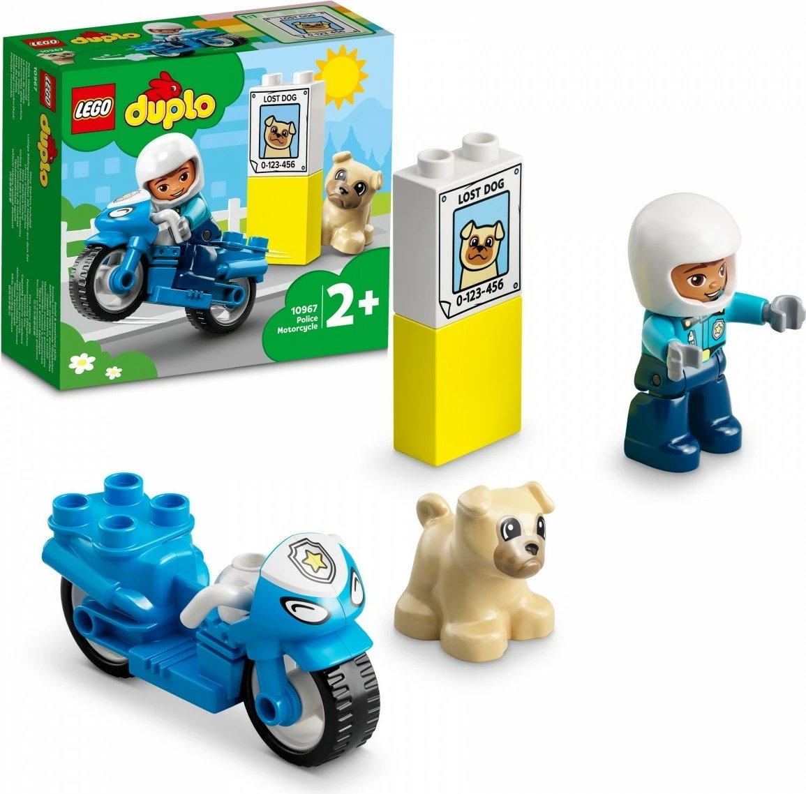 Set lodrash LEGO DUPLO Police Motorcycle 10967, për fëmijë, 5 pjesë, Blu