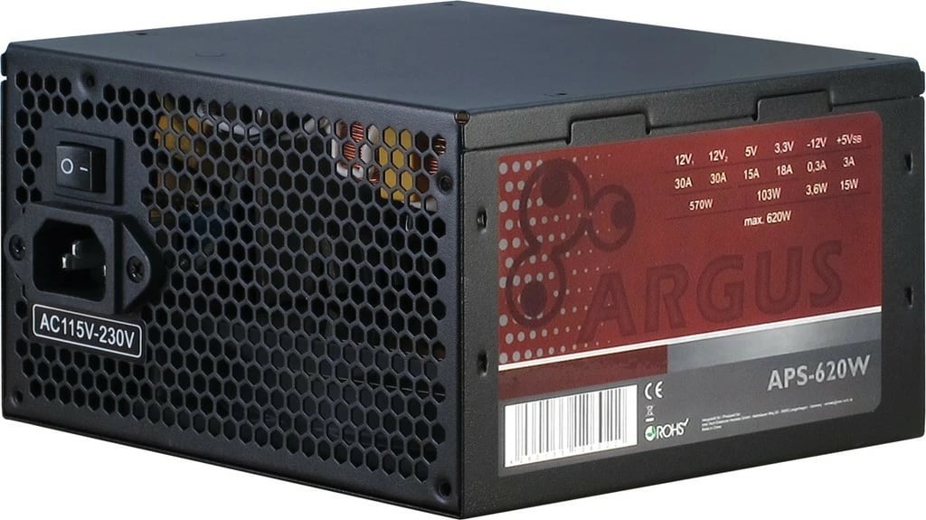 Kasë Inter-Tech Argus APS, 620 W, 115 - 230 V, 47 - 63 Hz, e verdhë