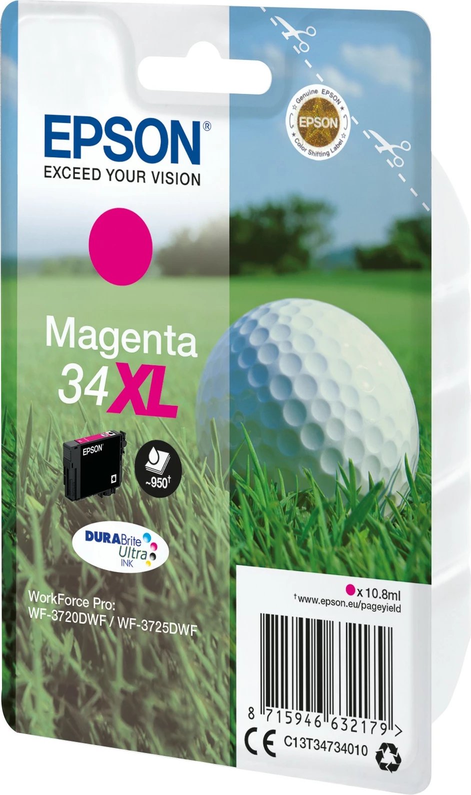 Toner Epson Golf ball Singlepack 34XL Magenta, pigment, 10.8ml, XL