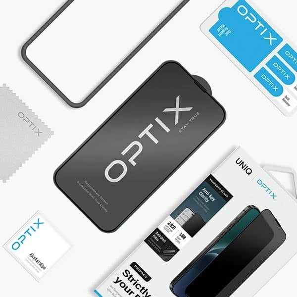 Xham mbrojtës privatësie UNIQ Optix Privacy për iPhone 15 Plus / 14 Pro Max me aplikator