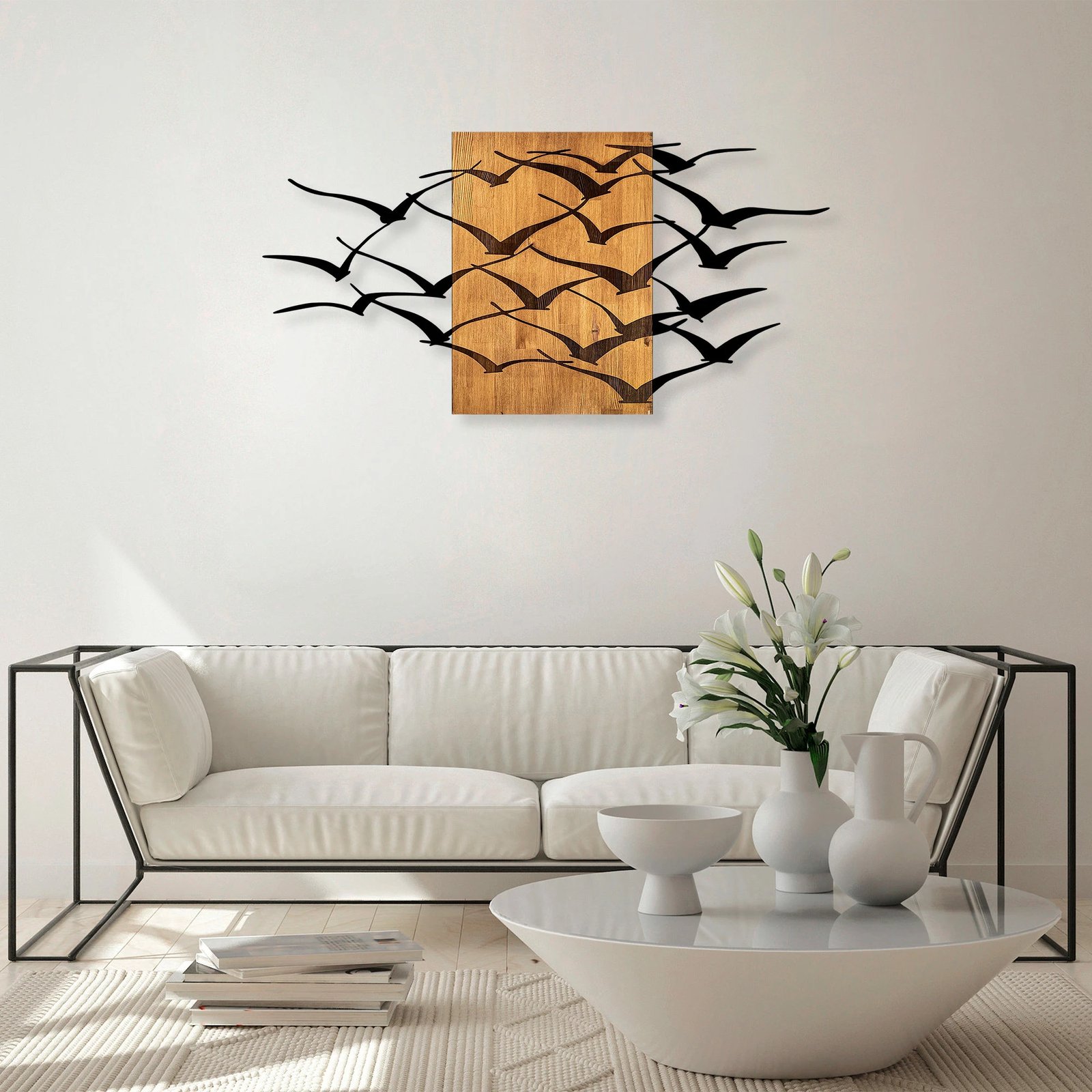 Aksesor dekorativ muri, dru dhe metal, ngjyrë arre/zezë, Wallity MA-313, 70x140cm