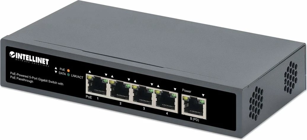 Switch Gigabit Intellinet me 5 Porta dhe PoE Passthrough, PoE++ Switch Gigabit Intellinet me 5 Porta dhe PoE Passthrough, PoE++