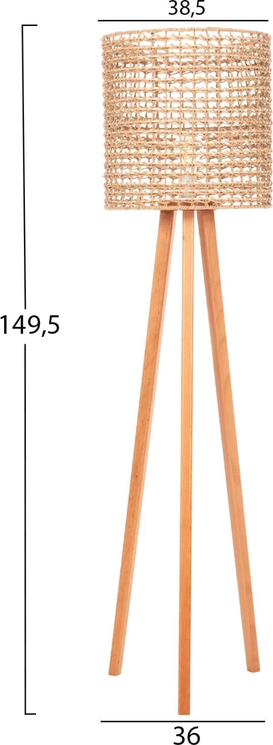 Llampë qëndrore dyshemeje, FH4351, gome-rattan-letër në ngjyrë natyrale, Φ36x149.5H cm