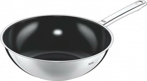 Wok Silit 28cm Wuhan, çelik inox, dorezë e gjatë