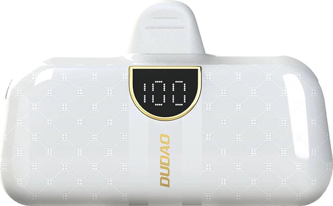 Powerbank Dudao K20SL, 5000 mAh, Lightning/USB-C, Bardhë