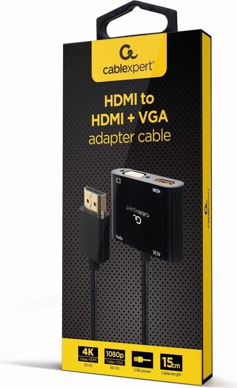 Pështatës Gembird HDMI to HDMI,VGA, i zi 