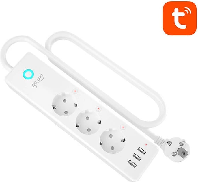 Prizë e mençur WiFi Gosund P1 PLUS, 3x AC schuko, 3x USB-A, e bardhë Prizë e mençur WiFi Gosund P1 PLUS, 3x AC schuko, 3x USB-A, e bardhë