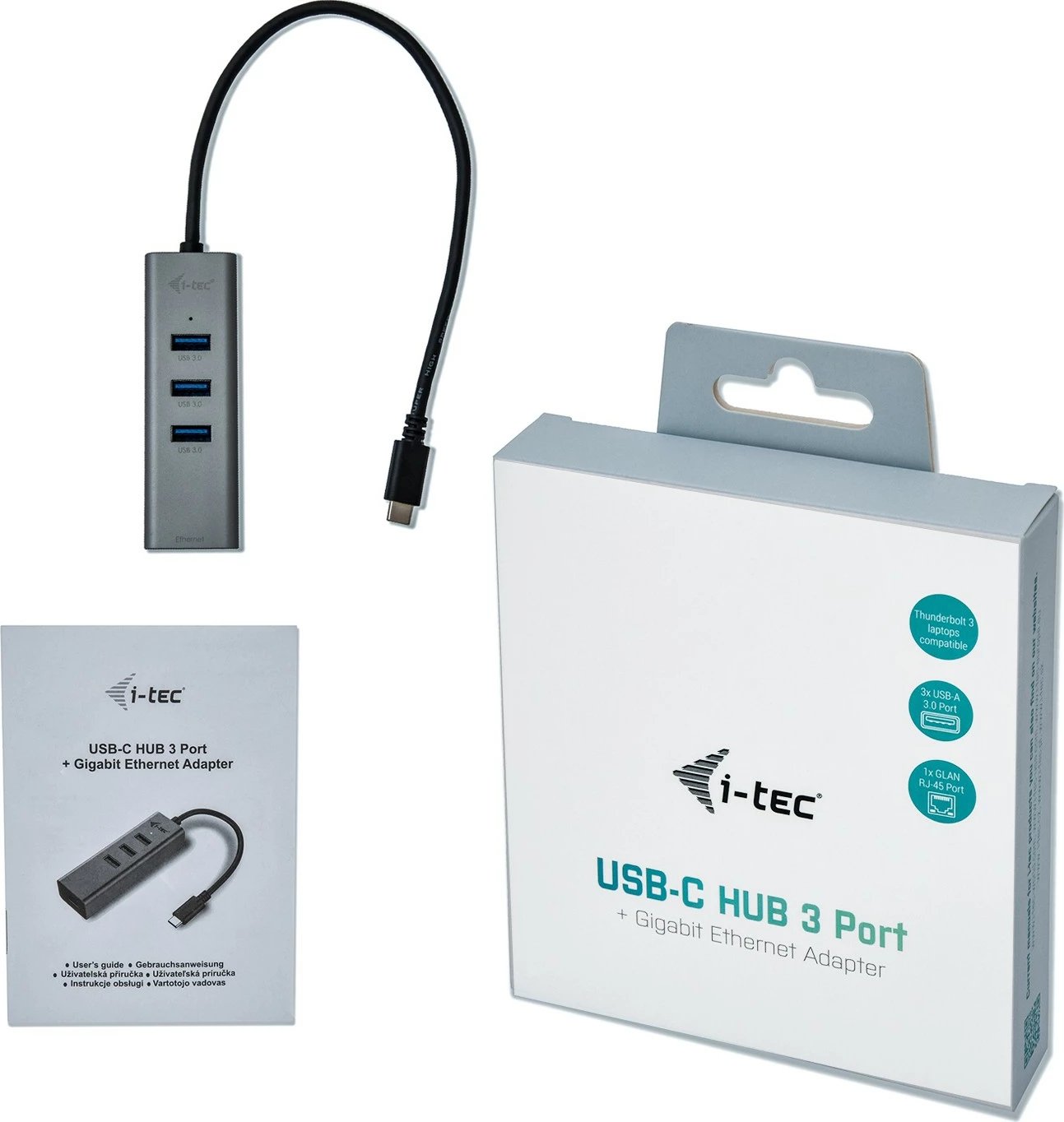 USB-C HUB I-Tec Metal 3 porta + Gigabit Ethernet, gri