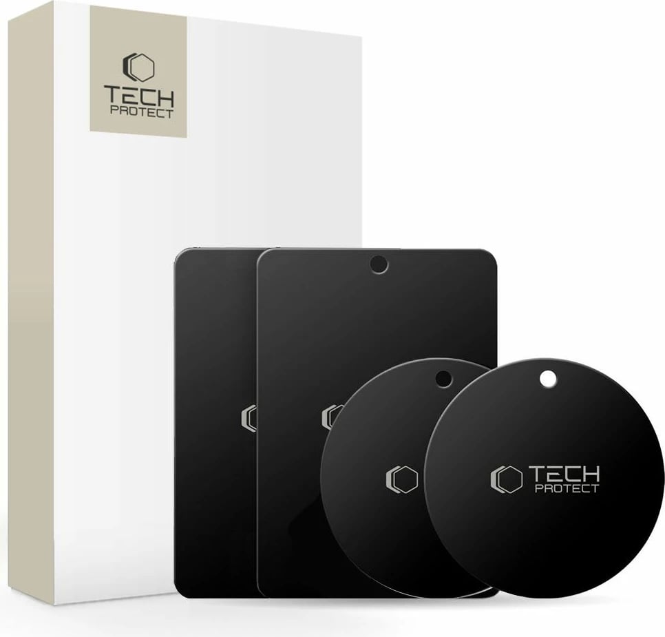 Set pllaka magnetike Tech-Protect MetalPlate për mbajtëse veture, 4 copë, e zezë