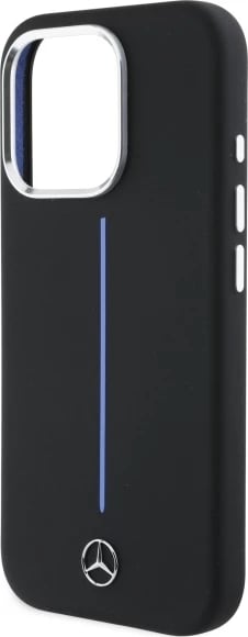 Mbështjellës Mercedes Silicone me vijë të kaltër MagSafe për iPhone 16 Pro, Zi