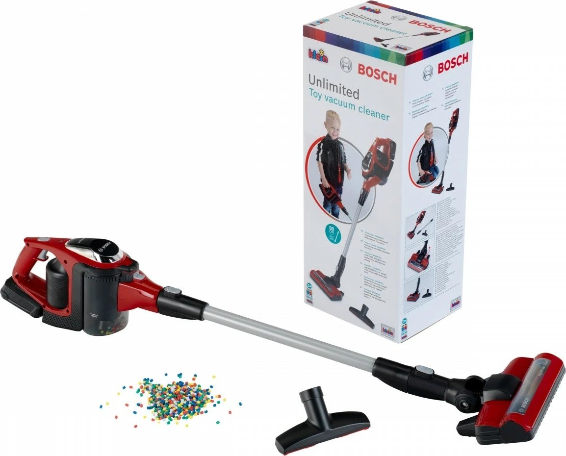 Lodër fshesë me korrent Klein Bosch Unlimited, për fëmijë, e kuqe/zezë/argjend