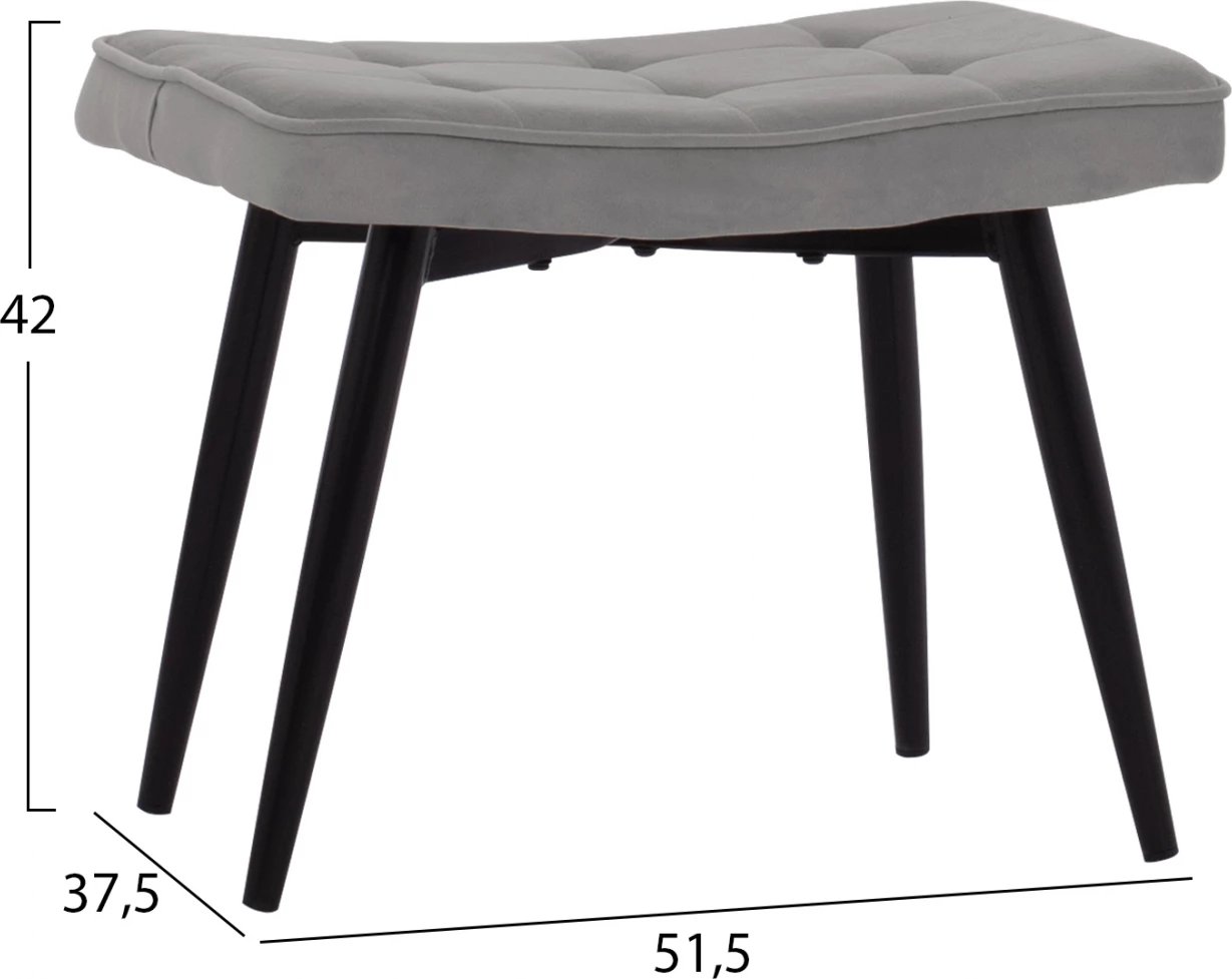Karrige CRAWLEY me tabure, kadife gri, FH8918.01