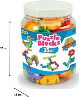 Blloqe puzzle në kavanoz, Wader, 41950, 35 elemente, plastikë, 1+, set i vogël
