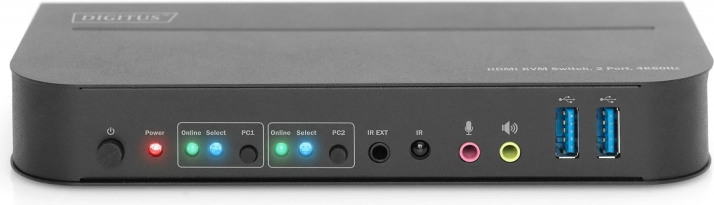 Switch KVM Digitus DS-12874, 2 porta HDMI, 4K 60Hz, 2x USB 3.0, i zi