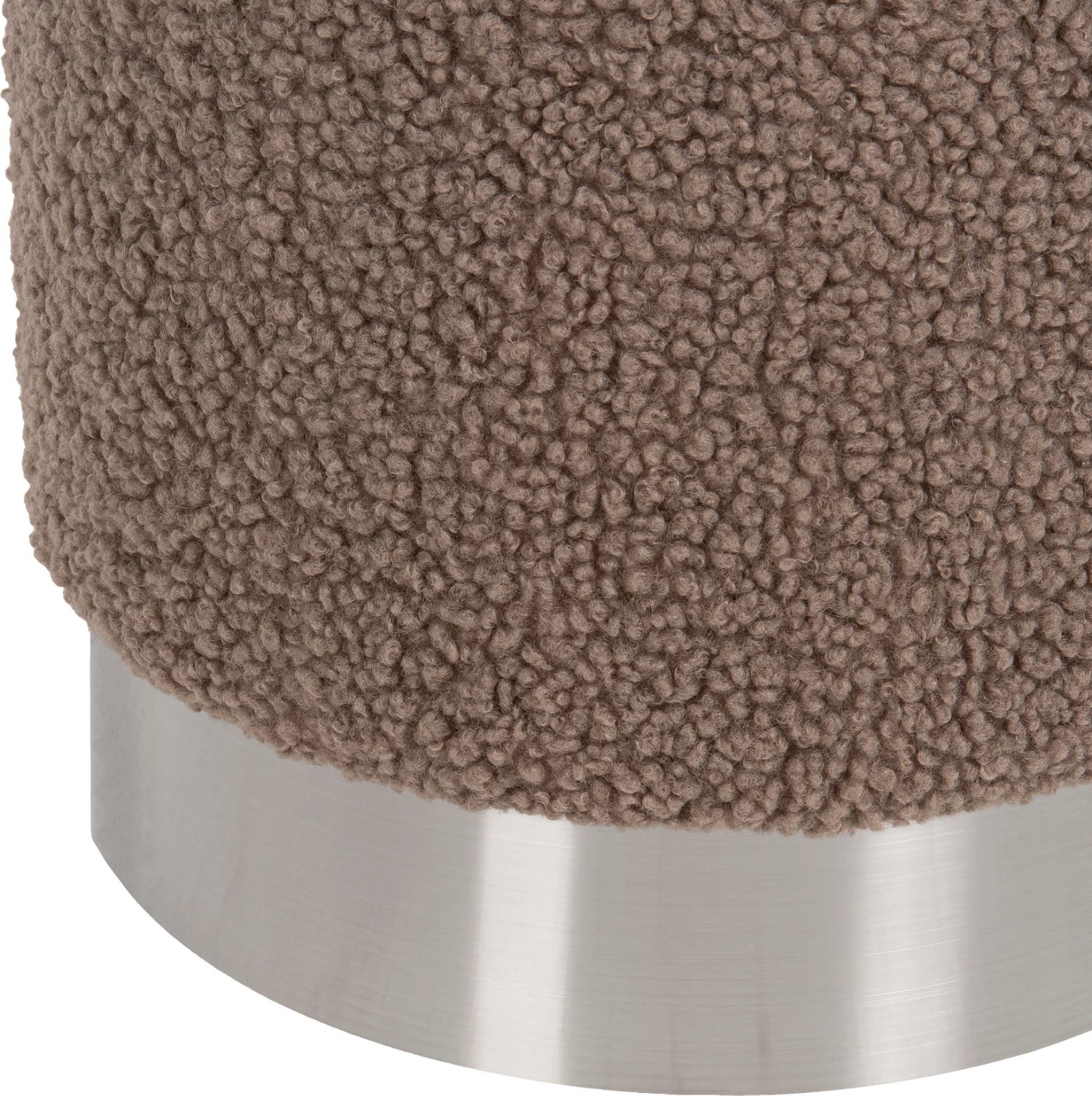 Karrige për bar LEVY FH8408.25 pëlhurë boucle ngjyrë kafe e çelët-bazë argjendi Φ35x42H cm