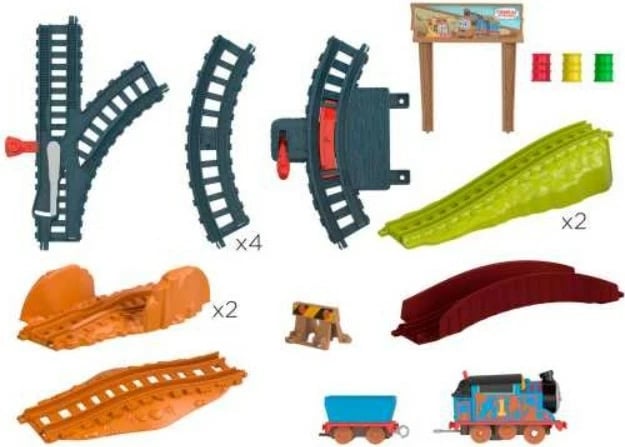 Set trenash Fisher Price Thomas & Friends Muddy Adventure me lokomotivë motorizuese, shumëngjyrësh