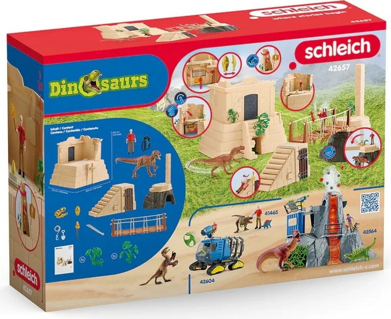 Set lodrash Schleich Dinosaur Expedition Playset, 42657, me figurë Monolofosaurus dhe tempull, për fëmijë