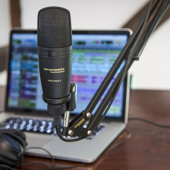 Mikrofon kondensator Marantz Pod Pack 1 me dorë mbajtëse, USB, i zi