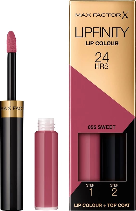 Buzëkuq Max Factor Lipfinity Lip Colour Two-Phase Long-Lasting Liquid Lipstick për femra 055 Sweet 4g