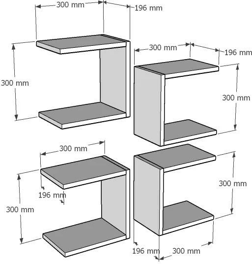 Raft muri Hanah Home, bazë e bardhë (4 copë)