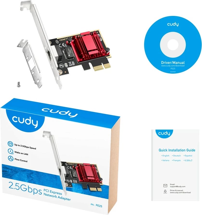 Kartë rrjeti LAN PCIe, Cudy, PE25, 2.5 Gb/s, RTL8125, 1x RJ-45